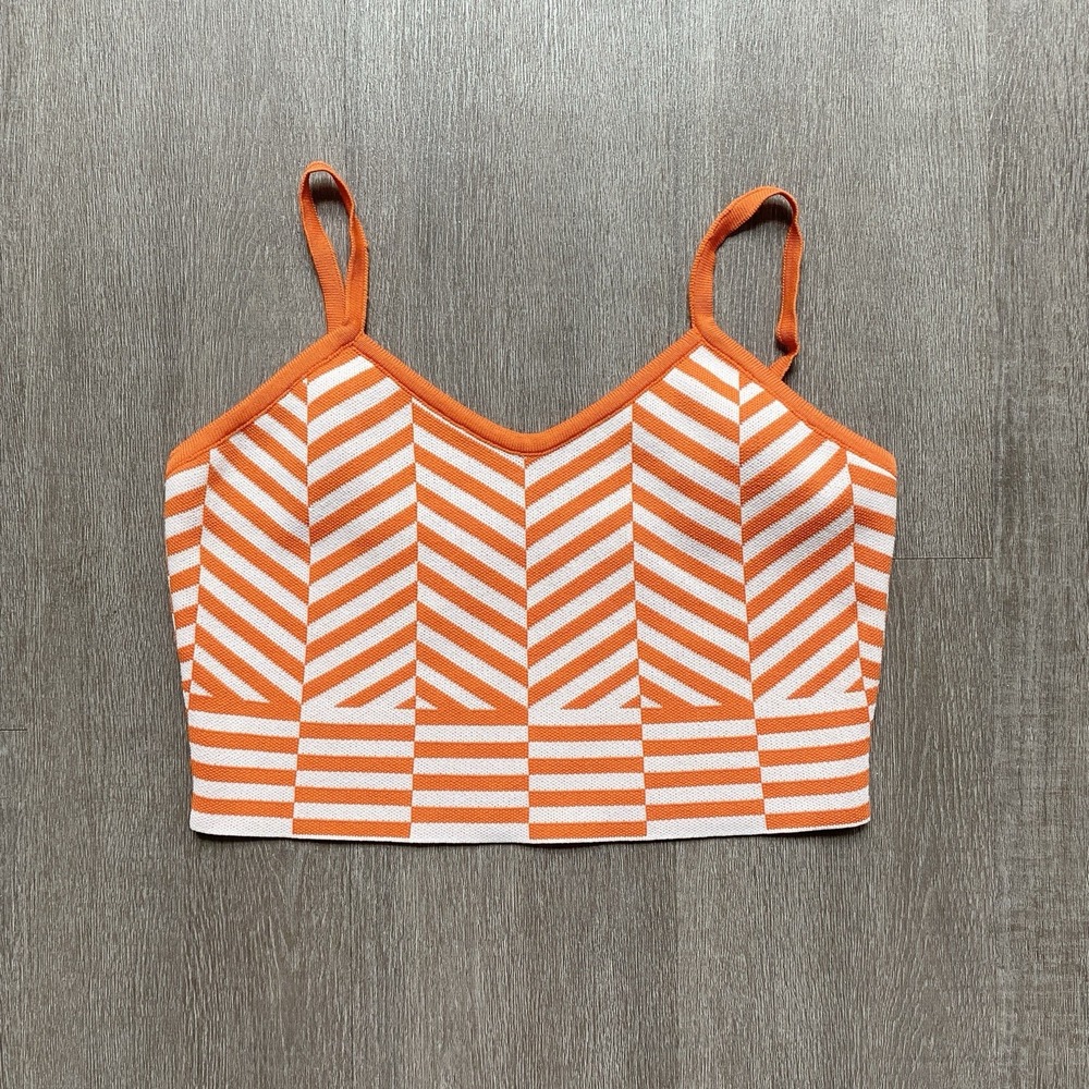 Galita Bright Orange Geometric Crop Top Size Small Bralette  Colorful